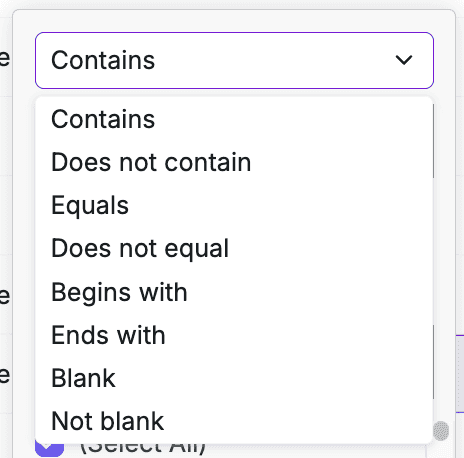 Filter Options