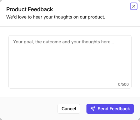 The Product Feedback modal
