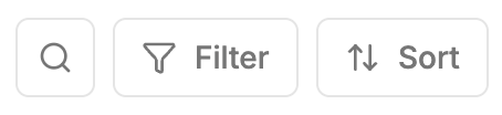 The Search, Sort and Filter buttons in the bar above a List