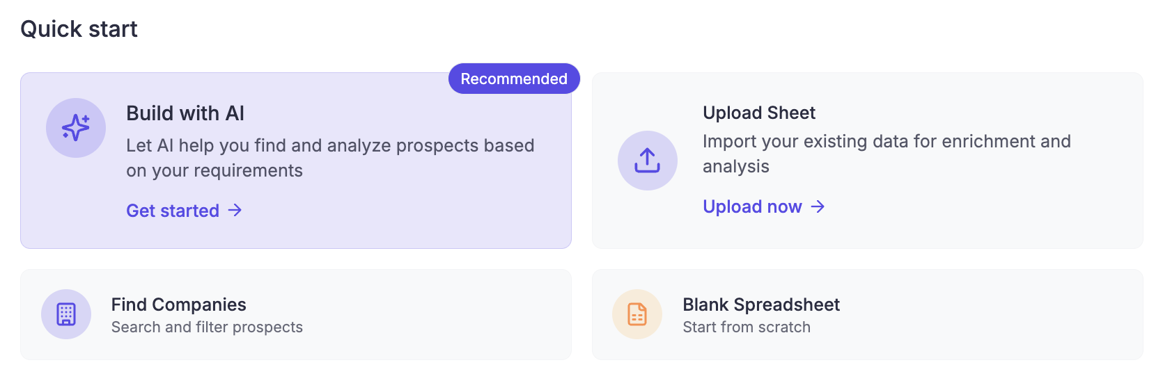 Quick Start Options